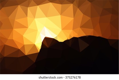 Silhouettes cliff after sunset . Geometric pattern
