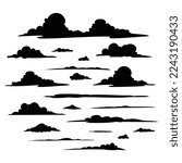silhouettes of clouds vector design collection of various cloud shapes