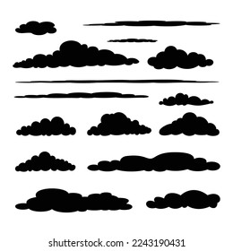 silhouettes of clouds vector design collection of various cloud shapes