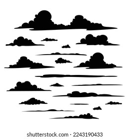 silhouettes of clouds vector design collection of various cloud shapes