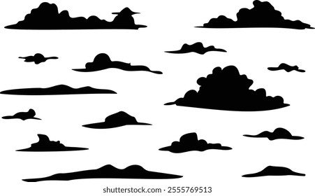 silhouettes of clouds vector sets for architecture render background