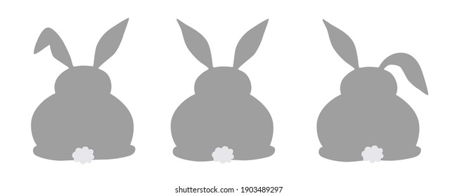 Silhouettes collection of Rabbits. Easter bunny design vector background. Rabbit silhouette icon.