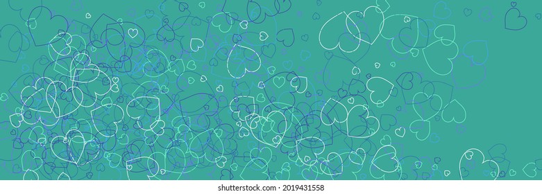 Silhouettes Colorful Vibrant Ornamental Fabrics. Confetti Green Love Turquoise Vivid Art Illustration. Azure Violet Hearts Bright White Style. Party Purple Neon Multicolor Blue Simple Romantic Pic.