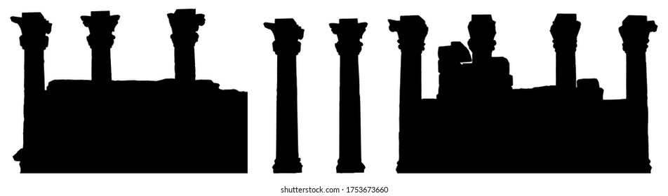 Silhouettes of columns of Karnak Temple Complex in Luxor (Egypt). Vector illustration