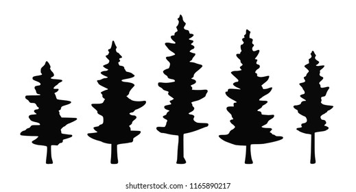 Silhouettes of coniferous trees, vector illustration
