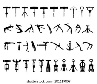 Silhouettes Of Corkscrew, Vector 