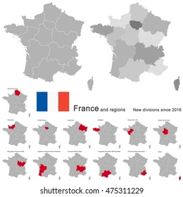 silhouettes of country France and new regions since 2016