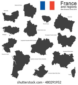 silhouettes of country France and new regions since 2016