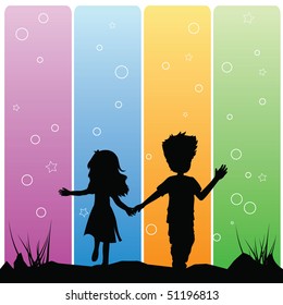 Young Boy And Girl Holding Hands Stock Illustrations Images Vectors Shutterstock