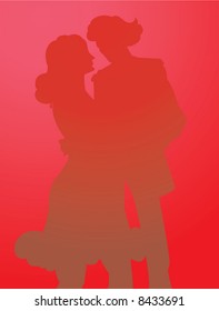 Silhouettes of couple dancing in floral background