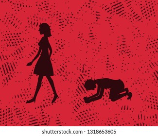 silhouettes of couple man and woman broken heart