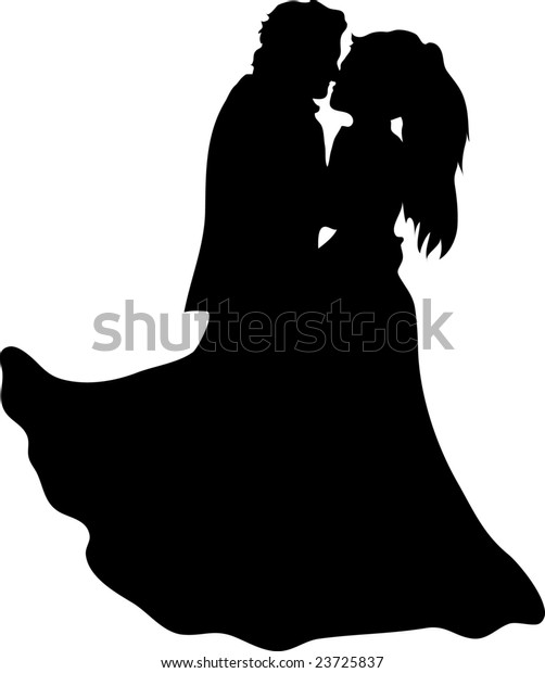 Silhouettes Couple On Isolated White Background Stock Vector (Royalty ...