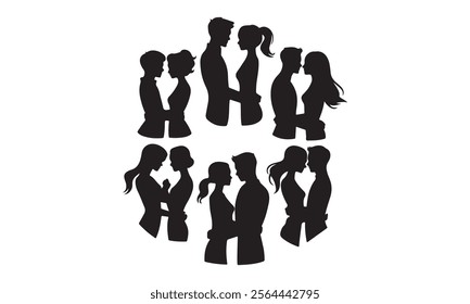 Silhouettes of Couple People. vector, valentines