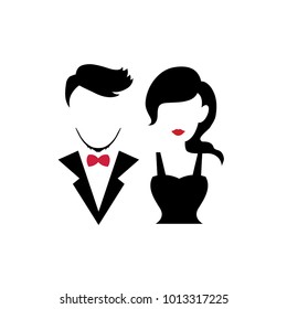 Silhouettes couple for valentine, wedding and romance