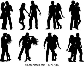 Silhouettes of couples