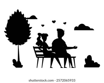 Silhouettes of Couples Expressing Romantic Love at Sunset