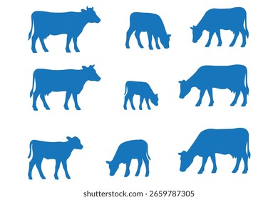 Siluetas de vacas. Animales Vector Ilustración de stock