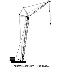 Silhouettes of crane on building. Vector illustration.