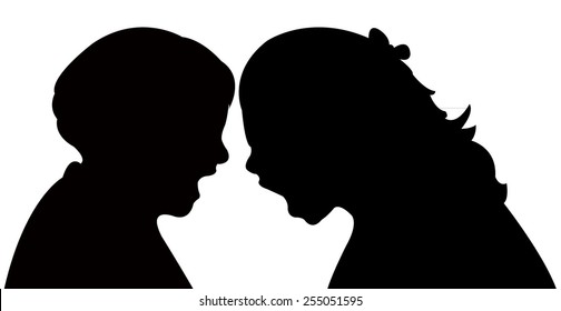 Silhouettes of crazy children 