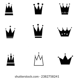 Silhouettes crowns set Illustration vector design collection.