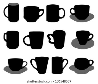Silhouettes cup on white background 2-vector