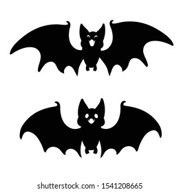 Silhouettes of cute bats traditional Halloween symbols on white background.
