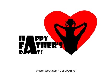 Silhouettes de papá e hija juntos. Feliz Día del Padre. Ilustración del vector