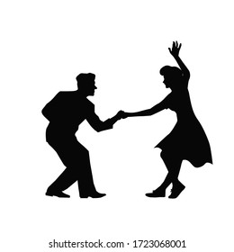 Silhouettes Dancers Set Retro Style Dancers Stock Vector (Royalty Free ...