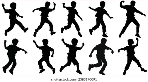 Silhouettes of dancing boy, Children Silhouette	
