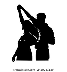 Silhouettes of a dancing couple 