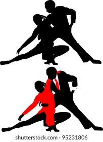 silhouettes of dancing couples without background