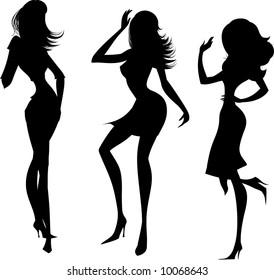 Silhouettes of dancing girls 1