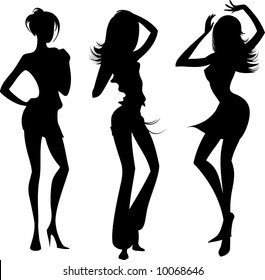 Silhouettes of dancing girls 2