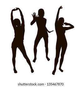 silhouettes of dancing girls