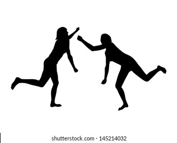 silhouettes of dancing girls