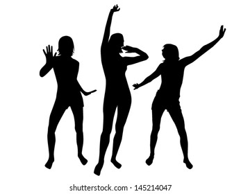 silhouettes of dancing girls