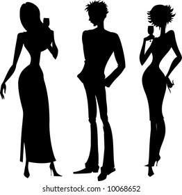 Silhouettes of dancing girls 4
