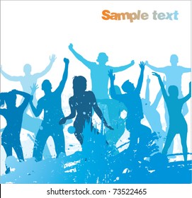 Silhouettes of dancing girls and boys.