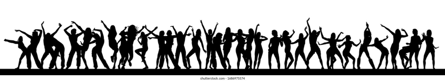 Silhouettes of dancing girls. Vector