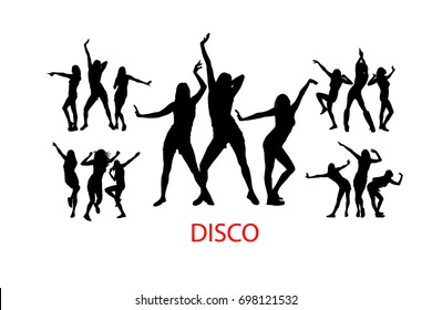 Silhouettes of dancing girls. Vector