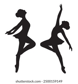 silhouettes of dancing girls vector illustration