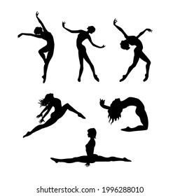 Silhouettes of dancing gymnast girls