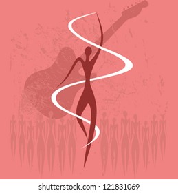 silhouettes of the dancing lady