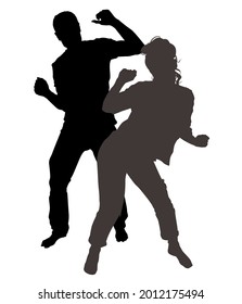 siluetas de hombres y mujeres bailarines ilustraciones vectoriales