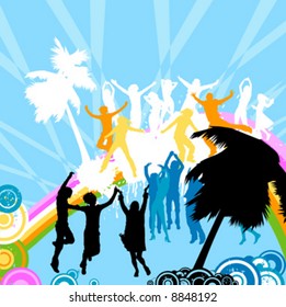 silhouettes dancing on a rainbow