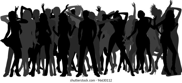 Silhouettes of dancing people