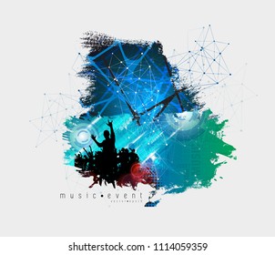 Silhouettes of dancing people in a club