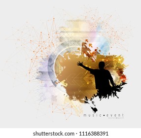 Silhouettes of dancing people in a club