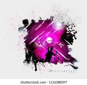 Silhouettes of dancing people in a club