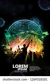 Silhouettes of dancing people in a club